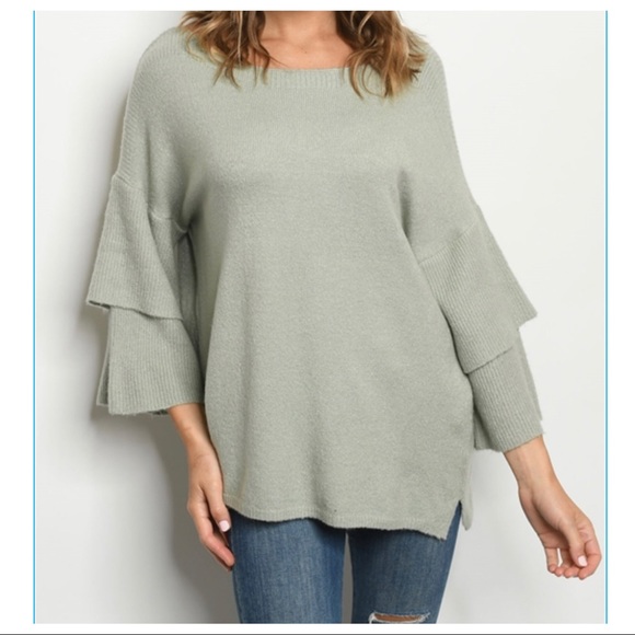 BOHO CHIC LAYERED SLEEVES LOOSE FIT SWEATER - Picture 15 of 16